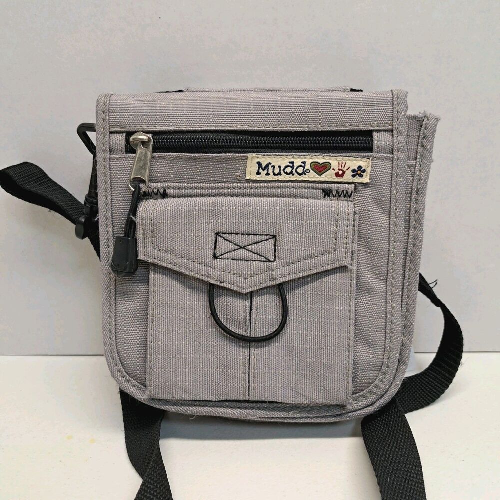Mudd Crossbody Bag Grey Canvas Wallet Y2K 90s